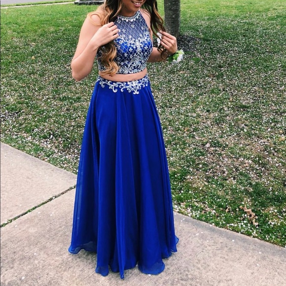 blue 2 piece prom dresses Two Piece Off Shoulder Pale Blue Prom Dresses ,PD00122  AlineBridal